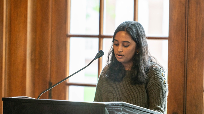 Sanjana Raj reading at 2024 Creative Writing Prizes Ceremony