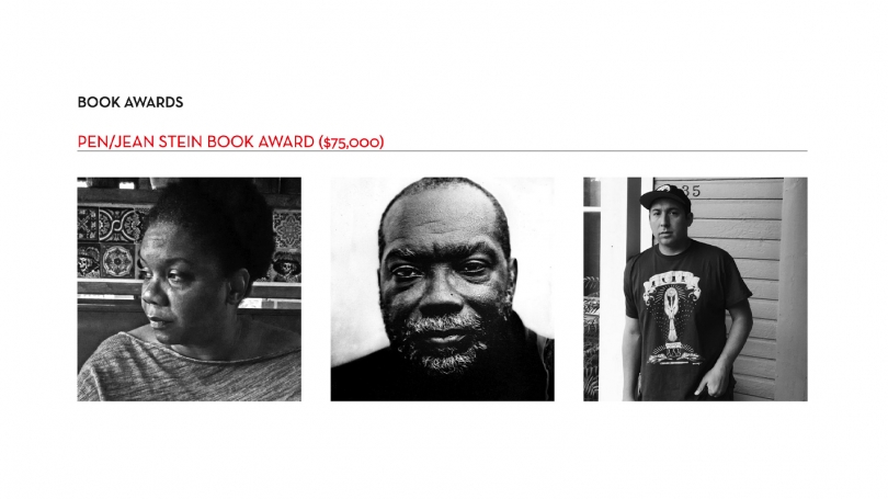 Three black and white square images. The left image is Professor Francis, the middle is Fred Moten, the right image is Tommy Orange.